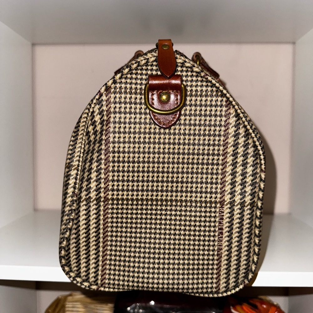 VINTAGE Y2K Polo Ralph Lauren Plaid Mini Boston Houndstooth Leather Handbag - Picture 4 of 8